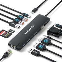 Docking Station USB C/A 10 Gbps 3*Display 13 in 1, 2025 Upgrade Lemorele USB Hub 2 x 4K HDMI, Gigabit Ethernet, 4 x USB 3.0/2.0, VGA, Type-C 3.1, PD 1