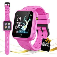 Retysaz Kids Smart Watch 24 Game Smart Watch for kids Pedometer 2 HD Cameras Fashion Smartwatches for Children 3-14 Great Gifts To Girls Boys (Pink)