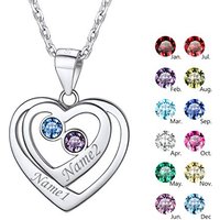 PROSILVER Personalized Name Solid Silver Birthstone Necklace, 2 BFF Gifts, January-December, 925 Sterling Silver/Gold Plated (Send Gift Box)