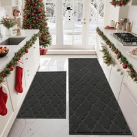 COSY HOMMER 2 Pack Nonslip Kitchen Rug Set, 100% Polyester Absorbent Soft Kitchen Floor Mats Carpet Rug Mat Runners,Machine Washable & Anti-skid TPR B