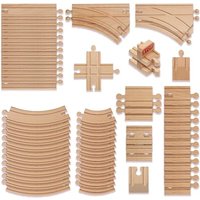 THE TWIDDLERS 192 Piece Wooden Train Track Expansion Pack, Extra Large Bulk Set Compatible with All Major Brand Toy Trains - Selection of Straight and