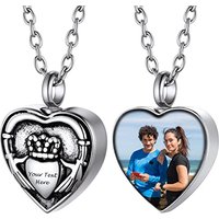 PROSTEEL Customized Photo Memorial Cremation Ashes Urn Pendant Necklace -Stainless Steel Gold Plated Keepsake Jewelry claddagh-silver