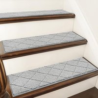 COSY HOMEER 15 Pack Full Edge Wrapping Stair Carpet Treads,70x22 CM Non-Slip Stair Tread Runners for Indoor Wooden Steps Stairs Soft Polyester, Easy C