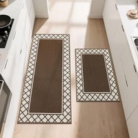 COSY HOMEER 2 Pieces Absorbent Kitchen Runner Rug Mats, 60x89cm+60x152cm, Extra Nonslip TPR Backed Carpet Rugs for Kitchen, Soft Standing & Machine Wa