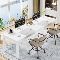Tribesigns 78.7 inches Extra Long Computer Desk 2 Person, Extra Wide Double Office lndustrial Writing Workstation with Adjustable Foot Pads for Home O