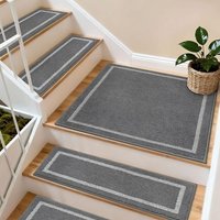 COSY HOMEER 76 x 76cm Square Staircase Corner Stair Treads Mats for Indoor Staircases, Washable 100% Polyester Carpet Staircase Mat for Kids Elders Do