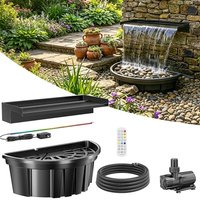 POPOSOAP Pond Waterfall Kit, 6000 L/h Self-Circulating Water Feature with Colourful LED Lights, No Pond Required Pondless Waterfall for Garden Backyar