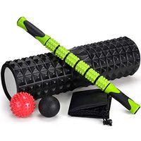 Odoland Foam Roller, 5 in 1 Massage Roller, Foam Roller with Trigger Points + Muscle Roller Stick + Massage Balls + Carry Bag for Crossfit, Pilates