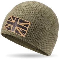 Union Jack Waffle Thermal Beanie â Recycled Polyester, Double-Layer Hem, Soft Warm Lightweight UK Flag Hat for Men & Women, Outdoor, Hiking, Running