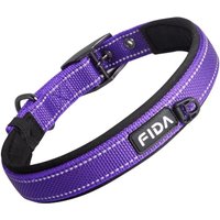 Fida Padded Dog Collar, Metal Belt Buckle Dog Collar with Double-Layer Webbing, Heavy Duty Dog Collar for Small Dogs, Purple Small (28cm-37cm) Purple