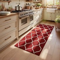 COSY HOMEER Kitchen Rug Runner 60 x 120cm, Washable Kitchen Rugs and Mats, Polypropylene Carpet Runner for Kitchen Entryway Hallway Laundry Room, Red