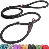 Fida Slip Lead For Dogs, 1.2m / 4FT Training Lead For Dogs, No Pull, No Choke, No Collar or Harness Needed(Black)