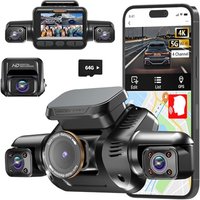 3K Dash Cam 4 Channel, 360° Dashcam Front and Rear Inside, 3K+1080P*3 Dash Cams for Cars, Built-in GPS Car Camera, 5GHz WiFi App Control, Voice Contr