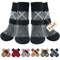 BEAUTYZOO 6PCS Dog Socks to Prevent Licking Paws for Hot/Cold Pavement | Puppy Boots & Paw Protectors for Hardwood Floors Anti Slip, Socks with Grippe