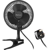 Pro Breeze 6 Inch Clip on Fan with 2 Speeds, Mains Powered, 360° Rotation, Silent with Strong Airflow, Energy Efficient - Mini Plug in, Ideal for Bed