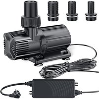 POPOSOAP 1600 GPH DC Pond Pump, Safe Low Voltage Quiet Fountain Pump with AC/DC Converter, 4 Hose Adapters for Garden Ponds, Aquariums, Fountains, Wat