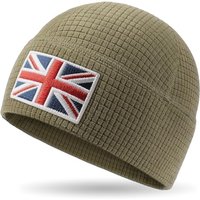 Union Jack Waffle Thermal Beanie â Recycled Polyester, Double-Layer Hem, Soft Warm Lightweight UK Flag Hat for Men & Women, Outdoor, Hiking, Running