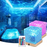 2 Pack Rechargeable Shower Light 16 Color Changeable Ocean Wave Galaxy Projector with Remote Northern Lights Mood Cube Lamp Dimmable Waterproof Shower