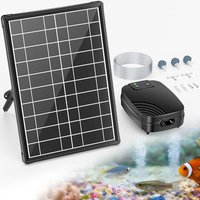 POPOSOAP 8W Solar Pond Aerator, Air Pump with Solar & Battery Dual Power, 24H Continuous Aeration, 3 Working Modes for Small Pond, Fish Pond, Fish Tan