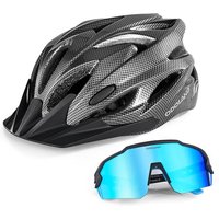 Odoland Flash Bike Helmet with Cycling Sunglasses - Adult Cycling Helmets for Road Bike Mountain Bike - Adjustable Lightweight Cycling Helmet for Men