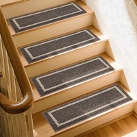 COSY HOMEER Carpet Stair Treads 15pcs Set, Non-Slip Indoor Carpet Treads for Stairs for Kids Elders and Dogs, 100% Polyester Quick Peel Self-adhesive