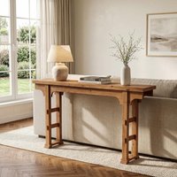 Tribesigns 63 Inch Solid Wood Farmhouse Console Table â Narrow Stand for Entryway, Living Room, Hallway, or Behind Sofa Brown