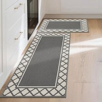 COSY HOMEER Absorbent Kitchen Runner Rug Mats 2 Pieces, 50x76cm+50x122cm, Extra Nonslip TPR Backed Carpet Rugs for Kitchen, Soft Standing & Machine Wa