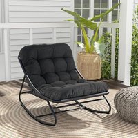 Grand patio Outdoor Rocking Chair with Cushion, Rocking Lounger Weatherproof Metal Relaxing Chair for Garden, Living Room, Yard, Patio and Balcony, Ma