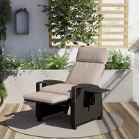 Grand patio Recliner Sun Lounger Adjustable Position Backrest Armchair with Flip Table and Cushion Lounge Chair Sunlounger for Garden, Yard, Patio, Ou