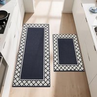 COSY HOMEER 2 Pieces Absorbent Kitchen Runner Rug Mats, 60x89cm+60x152cm, Extra Nonslip TPR Backed Carpet Rugs for Kitchen, Soft Standing & Machine Wa