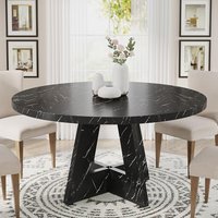 Tribesigns 47 inch Round Dining Table Wood Kitchen Table for Dining Room, 47" Dinner Room Tables for 4-6, Farmhouse Accent Furniture with Wooden Table