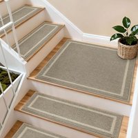 COSY HOMEER 76 x 76cm Square Staircase Corner Stair Treads Mats for Indoor Staircases, Washable 100% Polyester Carpet Staircase Mat for Kids Elders Do