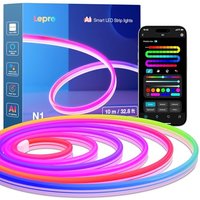 Lepro N1 AI Smart Neon Rope Light 10M RGB+IC, Works with Alexa & Google Assistant, Music Sync LED Lights for Bedroom, App Voice Control, Personalized