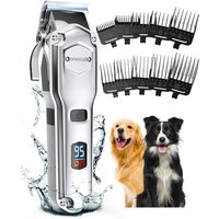 oneisall Dog Clippers for Grooming for Thick Heavy Coats/Low Noise Rechargeable Cordless Pet Shaver with Stainless Steel Blade/Waterproof Dog Shaver f