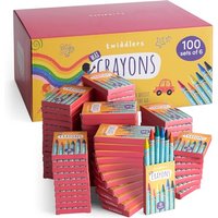 THE TWIDDLERS 100 Boxes of Wax Crayons for Kids, 6 Per Box, 600 Total - Mixed Coloured, Perfect Mini Crayon Packs for School Classrooms, Arts & Crafts