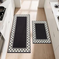 COSY HOMEER 2 Pieces Absorbent Kitchen Runner Rug Mats, 60x89cm+60x152cm, Extra Nonslip TPR Backed Carpet Rugs for Kitchen, Soft Standing & Machine Wa