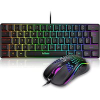 RedThunder 60% RGB Gaming Keyboard and Mouse Combo, UK Layout Ultra Compact Backlit Mini Keyboard, Lightweight 7200 DPI Cellular Optical Mouse, Portab