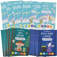 THE TWIDDLERS 48 Mini Colouring Activity Books for Kids, A6 Size - Wizard Unicorns Fairy and Fantasy Creatures, Children Birthday Party Favours Bag Fi