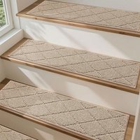 COSY HOMEER Full Edge Wrapping Stair Treads,70x22 CM Non-Slip Carpet Mat for Indoor Stairs, Single Color Polyester Stair Tread Runners Pads for Wooden