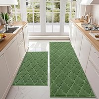 COSY HOMMER 2 Pack Nonslip Kitchen Rug Set, 100% Polyester Absorbent Soft Kitchen Floor Mats Carpet Rug Mat Runners,Machine Washable & Anti-skid TPR B