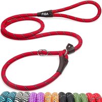 Fida Slip Lead For Dogs, 1.2m / 4FT Training Lead For Dogs, No Pull, No Choke, No Collar or Harness Needed(Red)