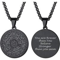 PROSTEEL Seven Archangels Talisman Pentagram Pendant Necklace, Sturdy Medallion, with Chain 55+5CM, 316L Stainless Steel/Gold Plated/Black (Send Gift