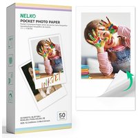 Nelko 52.3x90mm (2.06"x3.54") Premium Photo Paper, 50-Pack Genuine PP01 Pocket Printer Paper, Sticky Back Picture Paper, Compatible with Nelko PP01 Ph