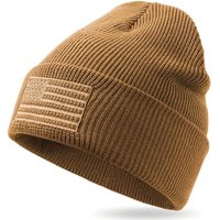 OUTDOOR SHAPING American Flag Embroidered Knit Cuffed Beanie for Men Women Tactical Winter Warm Hat