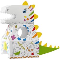 THE TWIDDLERS 3D Dinosaur Cardboard Wearable Puzzle, Build & Colour in - 10 Colouring Pens, Kids Dino Puzzle DIY Birthday Gift for Boys and Girls, Age