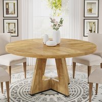 Tribesigns Round Dining Table Wood Kitchen Table for Dining Room, 47" Dinning Room Tables for 4 Adult, Farmhouse Dinner Table with Wooden Tabletop and