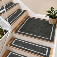 COSY HOMEER 76 x 76cm Square Staircase Corner Stair Treads Mats for Indoor Staircases, Washable 100% Polyester Carpet Staircase Mat for Kids Elders Do