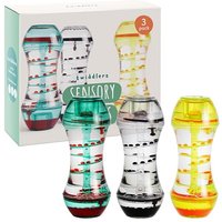 THE TWIDDLERS - 3 Sensory Liquid Motion Timer Hourglasses - 15cm, 3 Spiral Colours - Calming Bubble Sensory Toys for Stress Relief, Relaxation, Autism