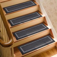 COSY HOMEER Carpet Stair Treads 15pcs Set, Non-Slip Indoor Carpet Treads for Stairs for Kids Elders and Dogs, 100% Polyester Quick Peel Self-adhesive