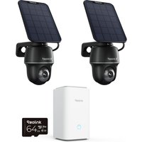 Reolink Argus PT Ultra 2-Cam & Home Hub Kitâ4K Security Camera Wireless Outdoor, Solar Powered, Color Night Vision, Dual-Band Wi-Fi, AI Detection, O
